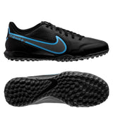 Nike Tiempo Legend 9 Academy TF Turfs Soccer Cleats - Black/Black/Iron Grey