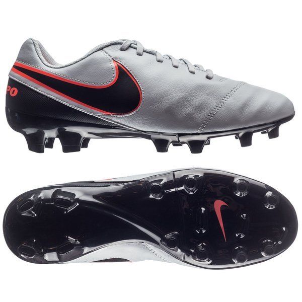 Nike Tiempo Genio II Leather FG Firm Groun Soccer Cleats - Pure Platinum/Black