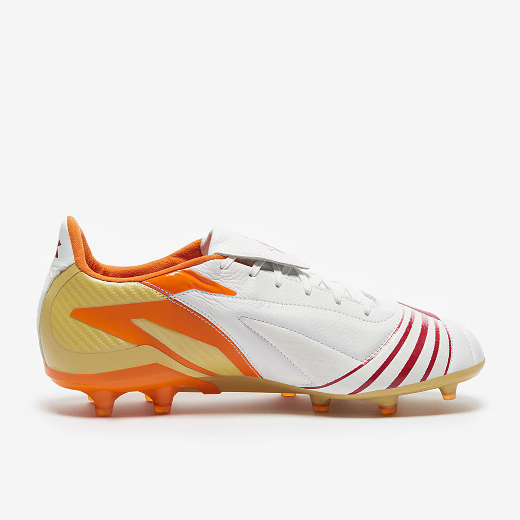 Diadora Maximus Elite Made in Italy SLX FG Firm Ground Soccer Cleats - White/Chili Pepper/Russet Orange