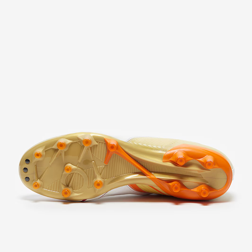 Diadora Maximus Elite Made in Italy SLX FG Firm Ground Soccer Cleats - White/Chili Pepper/Russet Orange