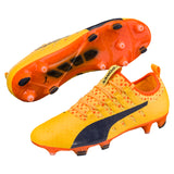 PUMA Evopower Vigor 1 FG Firm Ground Soccer Cleats - Ultra Yellow/Peacoat