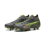 PUMA 5 Match + FG/AG Women's Firm/Multi-Ground Soccer Cleats - Matte Aged Silver/Yellow Alert/Aged Silver