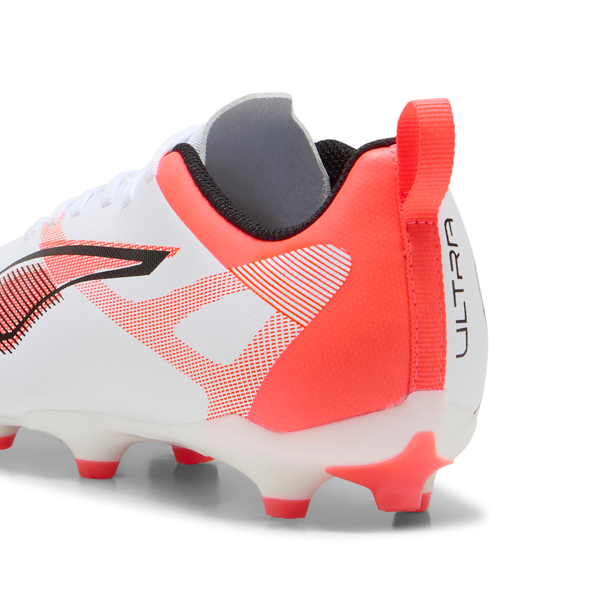 PUMA Ultra 5 Play FG/AG Firm/Multi-Ground Youth Soccer Cleats - White/Black/Glowing Red