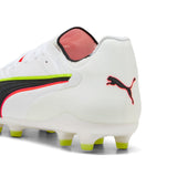 PUMA King 20 Ultimate FG/AG Firm/Multi-Ground Men's Soccer Cleats - White/Red/Yellow