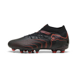 PUMA Future 9 Pro FG/AG Firm Ground/Artificial Ground Men's Soccer Cleats - Black/Red/Gray