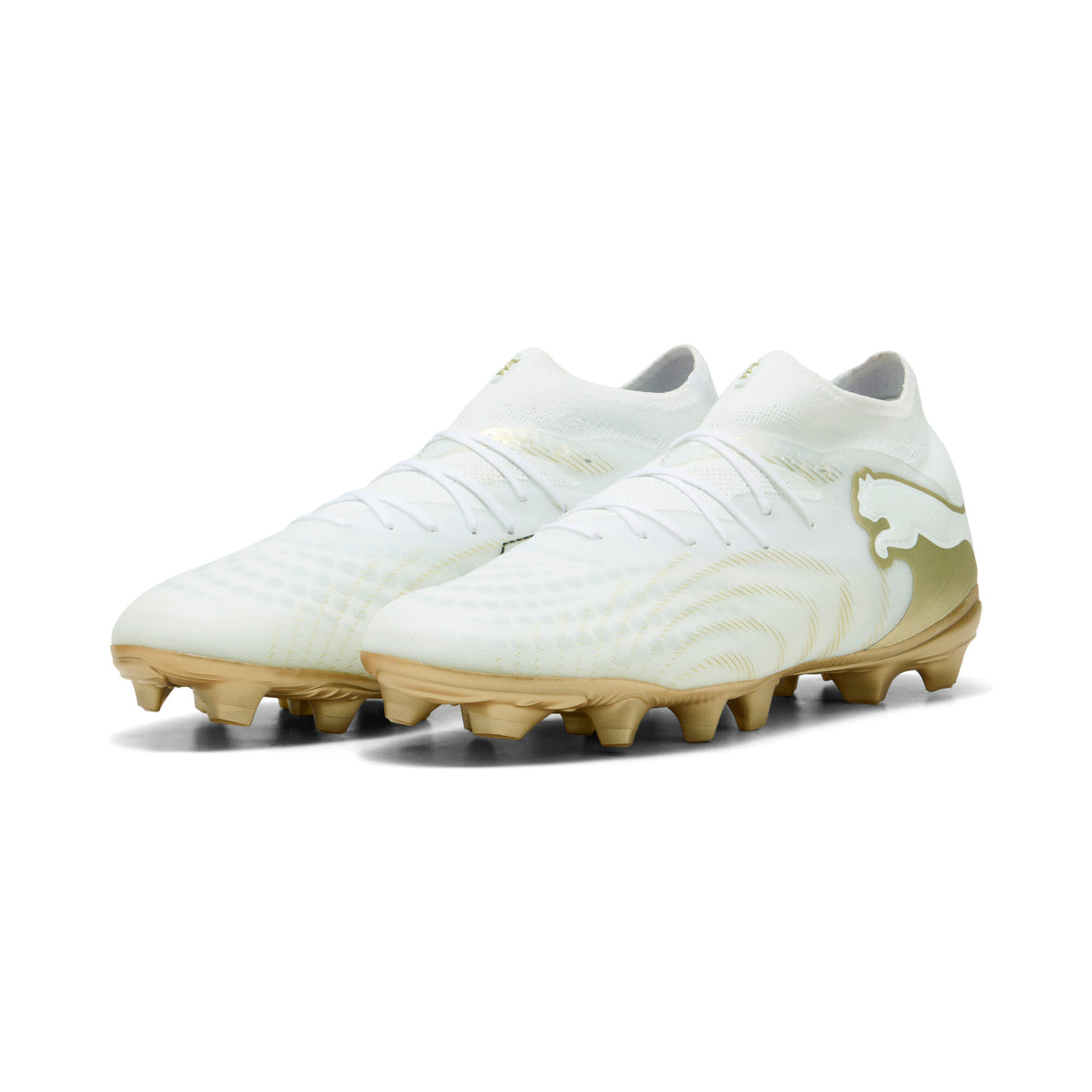 PUMA Future 9 Pro FG/AG Firm/Multi-Ground Men's Soccer Cleats - White/Gold/Black