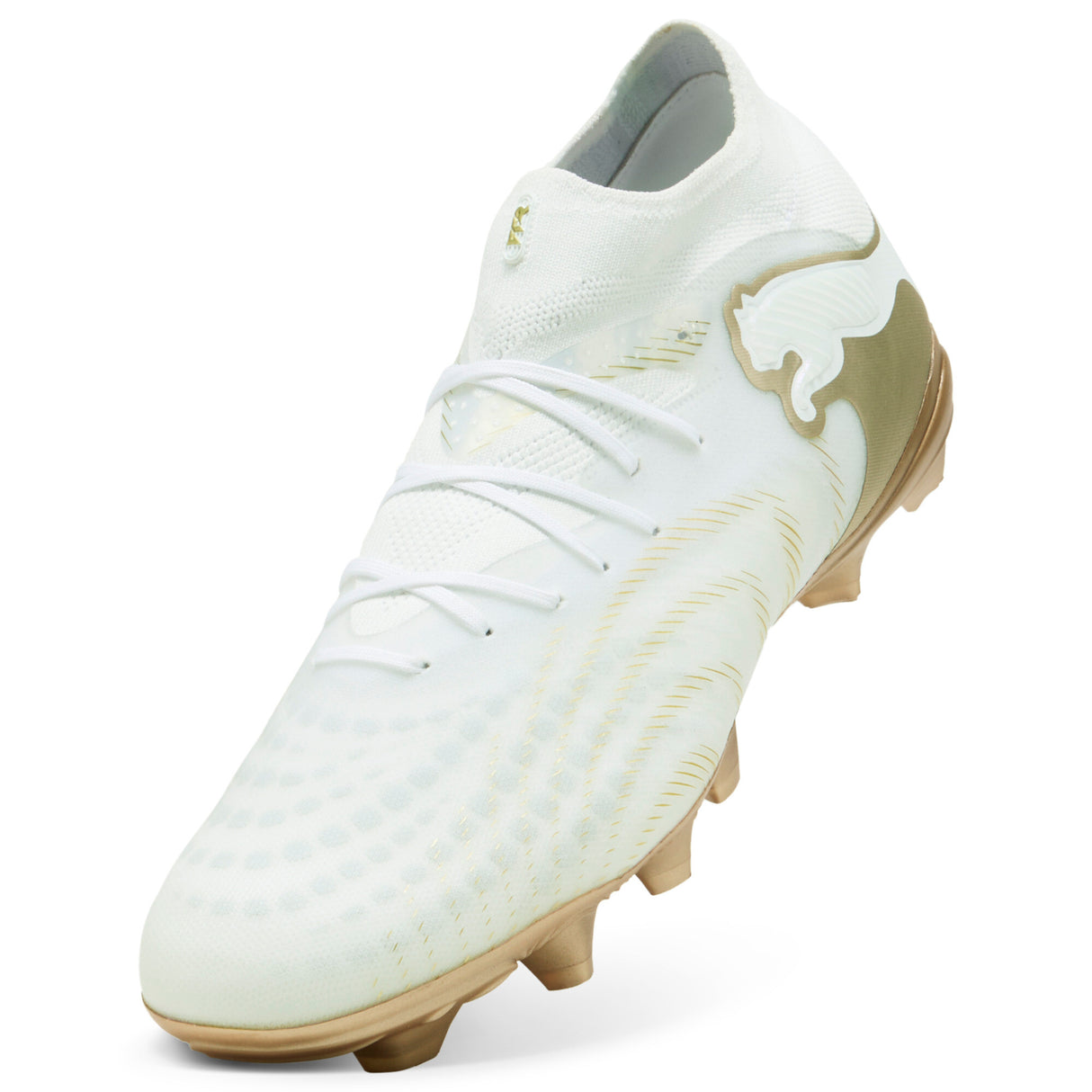 PUMA Future 9 Pro FG/AG Firm/Multi-Ground Men's Soccer Cleats - White/Gold/Black