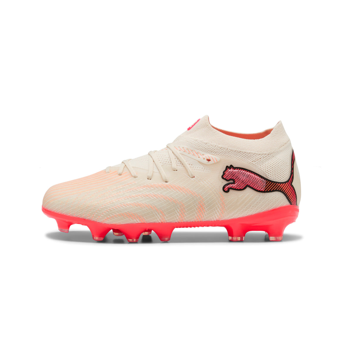 PUMA Future 9 Pro FG/AG Firm Ground/Artificial Ground Youth Soccer Cleats - White/Red