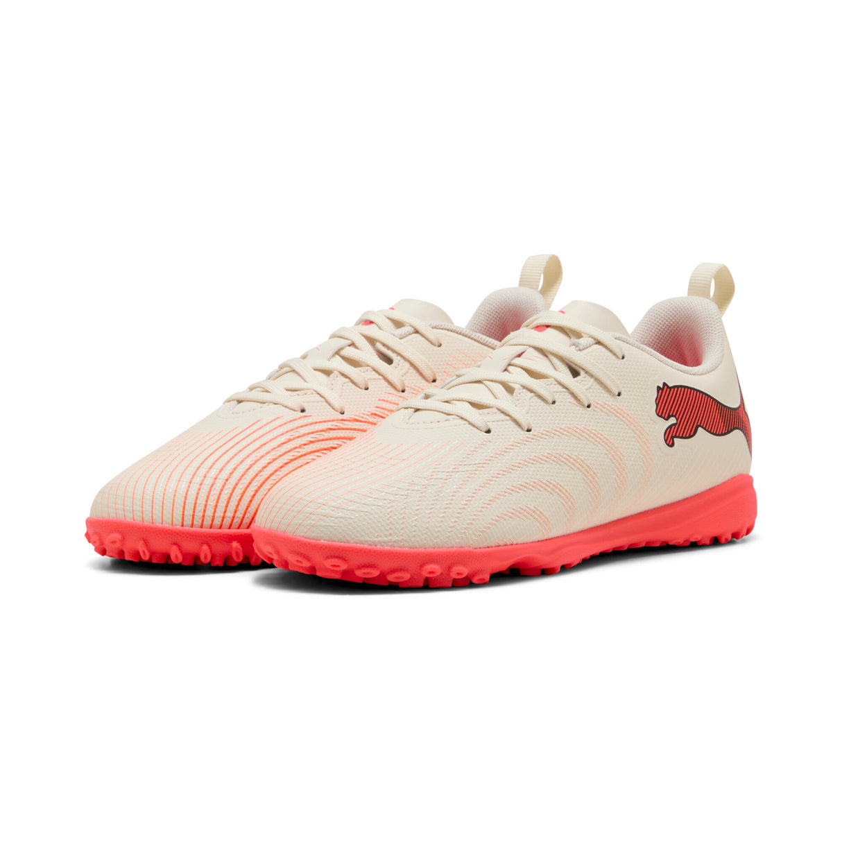 PUMA Future 9 Play TT Turf Youth Soccer Cleats - White/Red