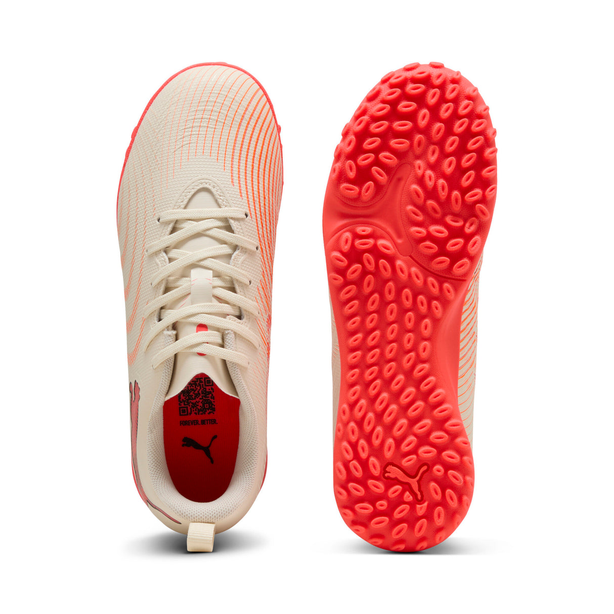 PUMA Future 9 Play TT Turf Youth Soccer Cleats - White/Red