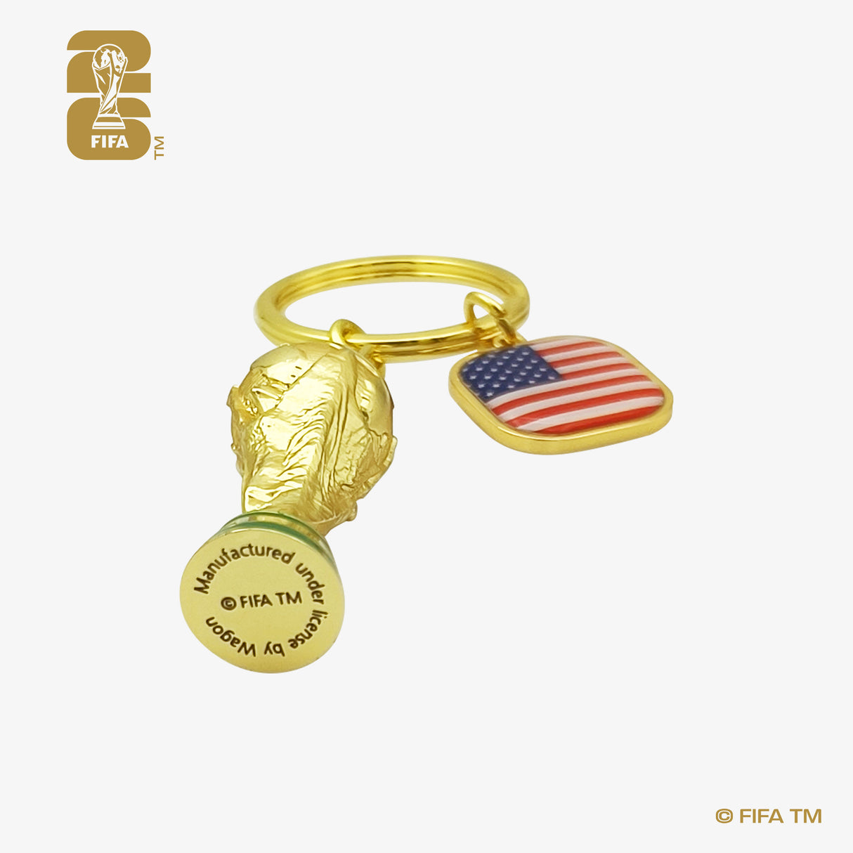 FIFA World Cup 2026 3D Trophy Keychain With Country Flag - USA