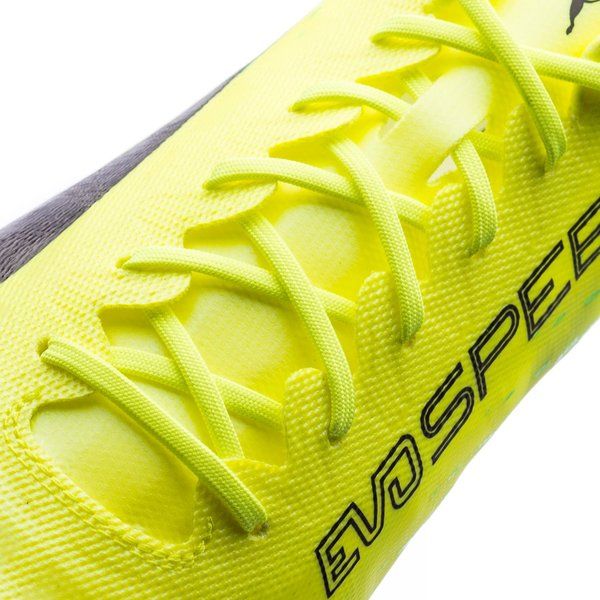 PUMA Evospeed 17 SL FG Firm Ground Soccer Cleats - Safety Yellow/Black/Green Gecko