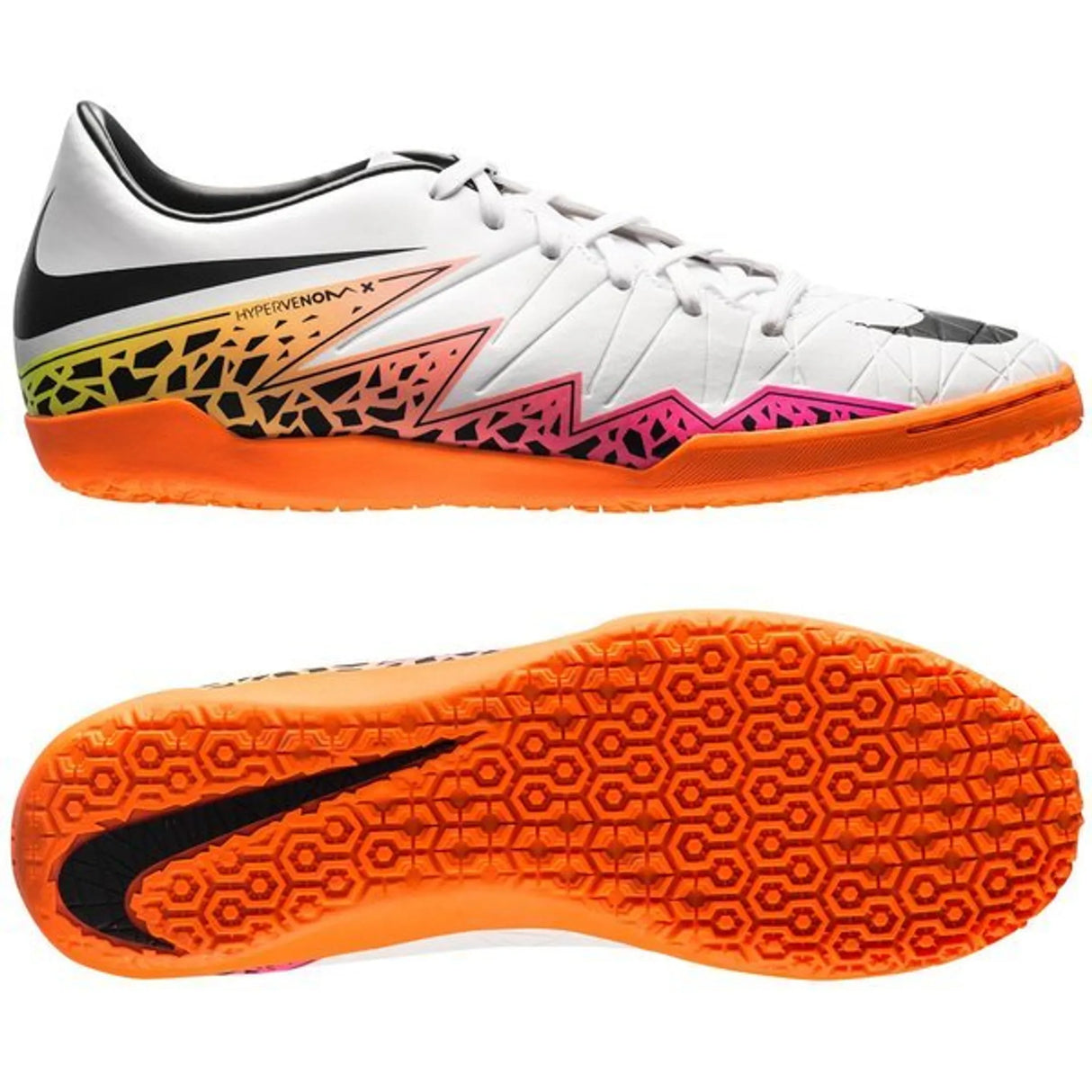 Nike HyperVenom Phelon II IC Indoor Soccer Shoes - White/Black/Total Orange