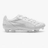 PUMA Evopower 1.2 Leather FG Firm Ground Soccer Cleats - White/Metallic White/Fluo Orange