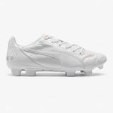 PUMA Evopower 1.2 Leather FG Firm Ground Soccer Cleats - White/Metallic White/Fluo Orange