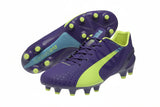 PUMA Evospeed 1.3 FG Firm Ground Soccer Cleats - Prism Violet/Fluro Yellow/Scuba Blue