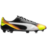 PUMA Evospeed SL II Graphic FG Firm Ground Soccer Cleats - Black/White/Safety Yellow/Orange