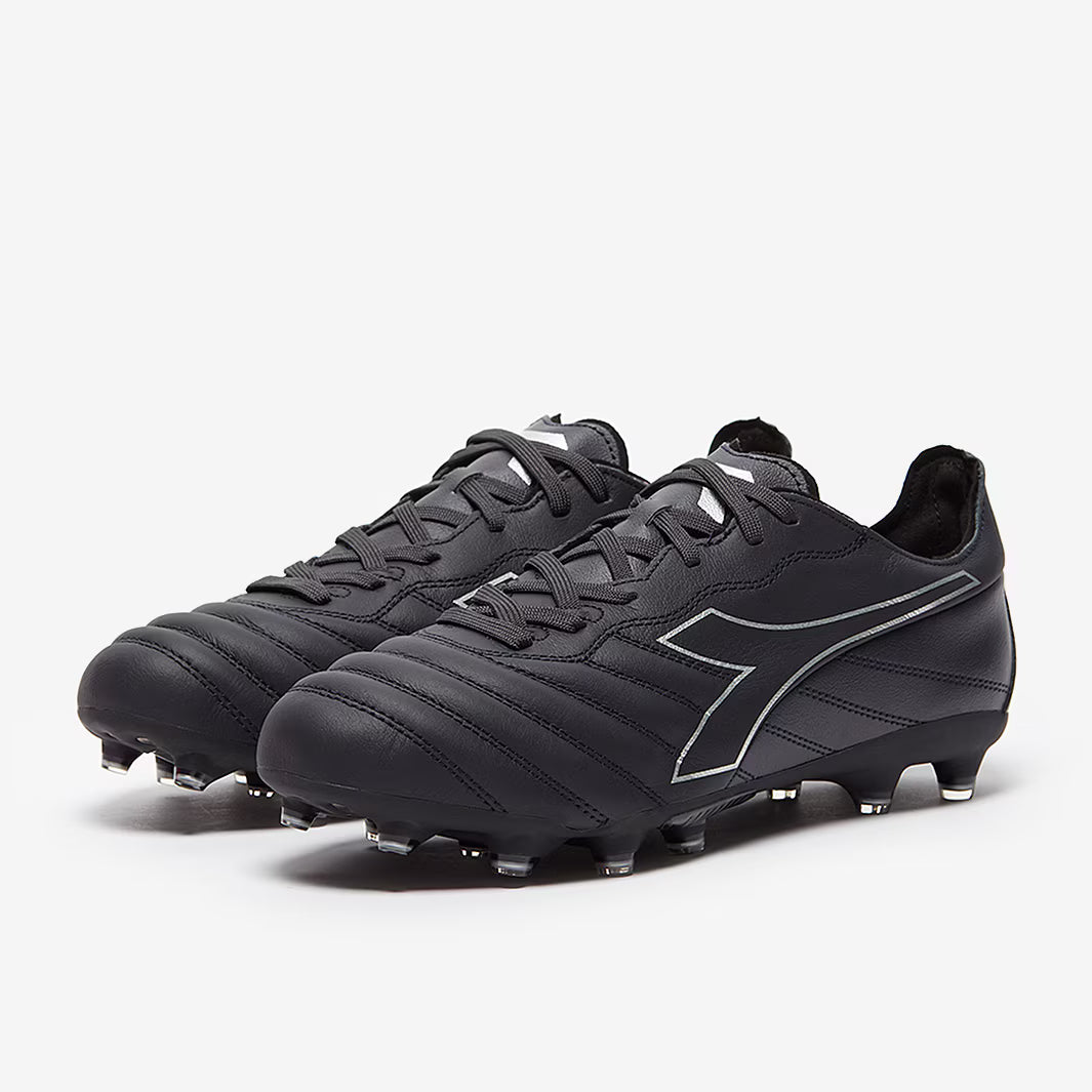 Diadora Brasil Elite LT LP 12 Firm Ground Soccer Cleats - Anthracite/Black/Silver