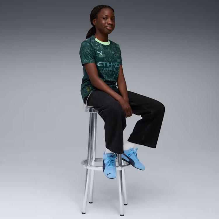 PUMA Manchester City 4th Youth Soccer Jersey 26- Green Terrain