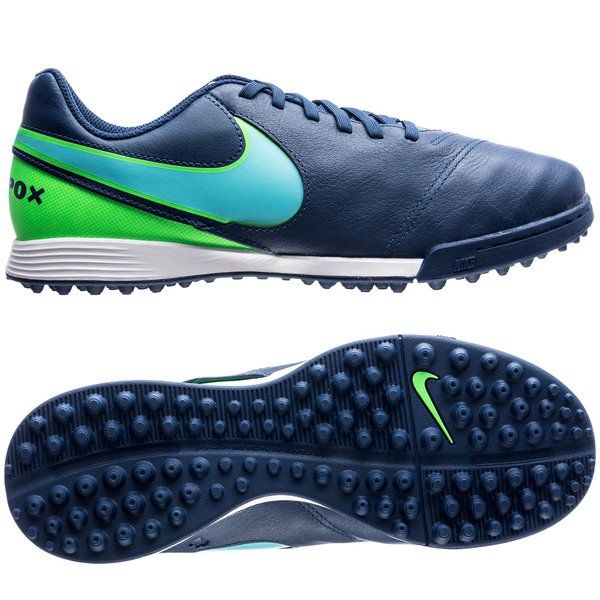 Nike JR Tiempox Legend VI TF Youth Soccer Cleats - Coastal Blue/Polarized Blue/Rage Green