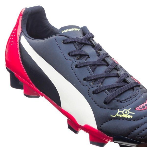 PUMA Evopower 4.2 FG JR Firm Ground Youth Soccer Cleats - Peacoat/White/Bright Plasma