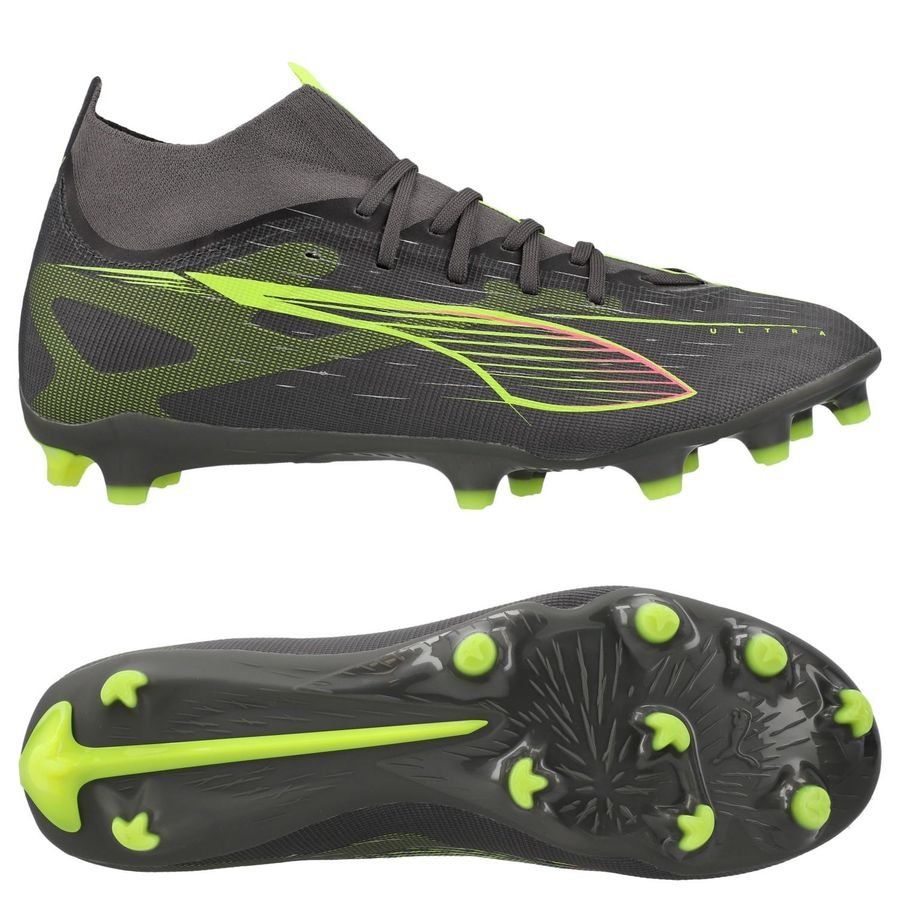 PUMA 5 Match + FG/AG Women's Firm/Multi-Ground Soccer Cleats - Matte Aged Silver/Yellow Alert/Aged Silver