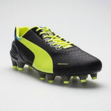 PUMA Evospeed 1.2 FG Firm Ground Soccer Cleats - Black/Fluo Yellow/Brilliant Blue