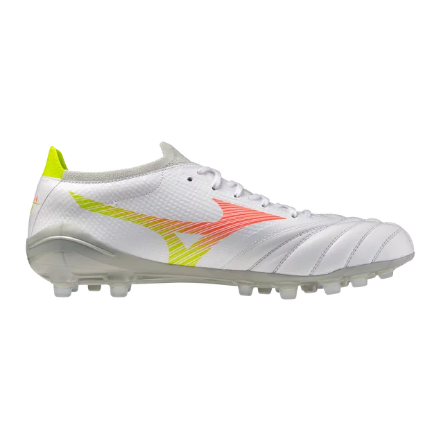 Botas de fútbol para hombre Mizuno Morelia Neo V Beta Pro FG - Blanco/Naranja