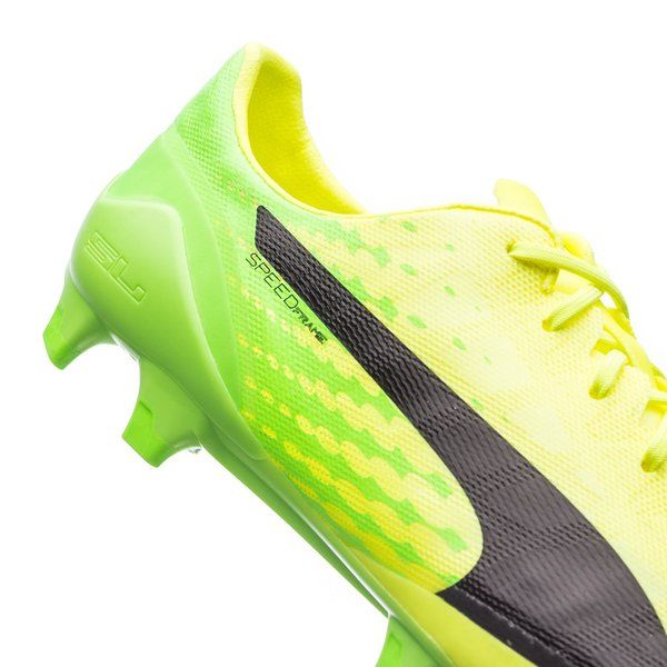 PUMA Evospeed 17 SL FG Firm Ground Soccer Cleats - Safety Yellow/Black/Green Gecko