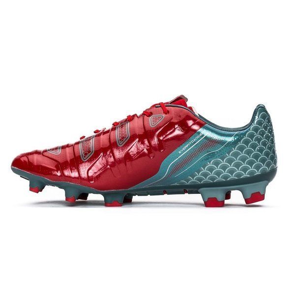 PUMA Evopower 1.2 Graphic FG Firm Ground Soccer Cleats - High Risk Red/White/Sea Pine