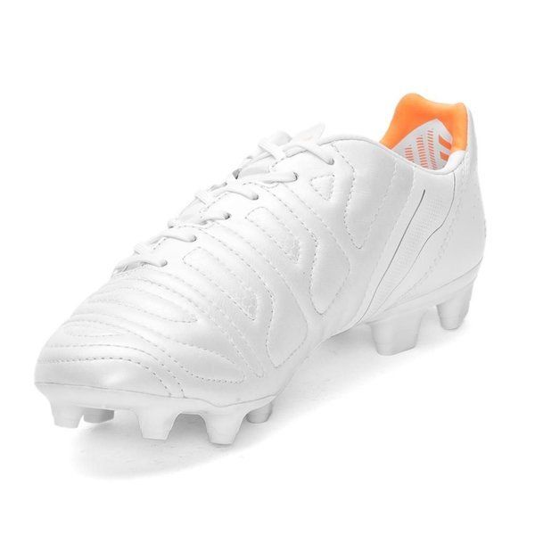 PUMA Evopower 1.2 Leather FG Firm Ground Soccer Cleats - White/Metallic White/Fluo Orange