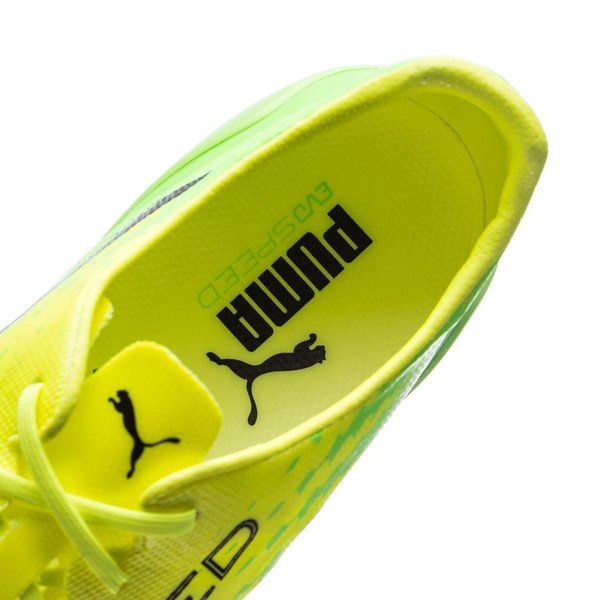 PUMA Evospeed 17 SL FG Firm Ground Soccer Cleats - Safety Yellow/Black/Green Gecko