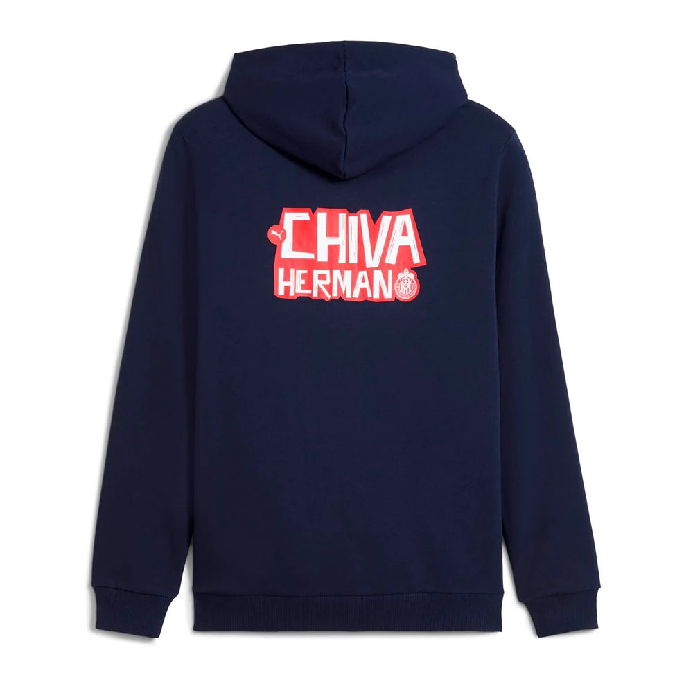 PUMA Chivas Ftbl Culture Hooded Sweat Men's Soccer Jacket - Navy/Red