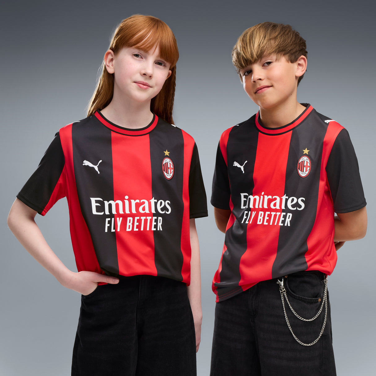 Camiseta de Fútbol PUMA AC Milan Local para Jóvenes 2026 - Negro/Rojo