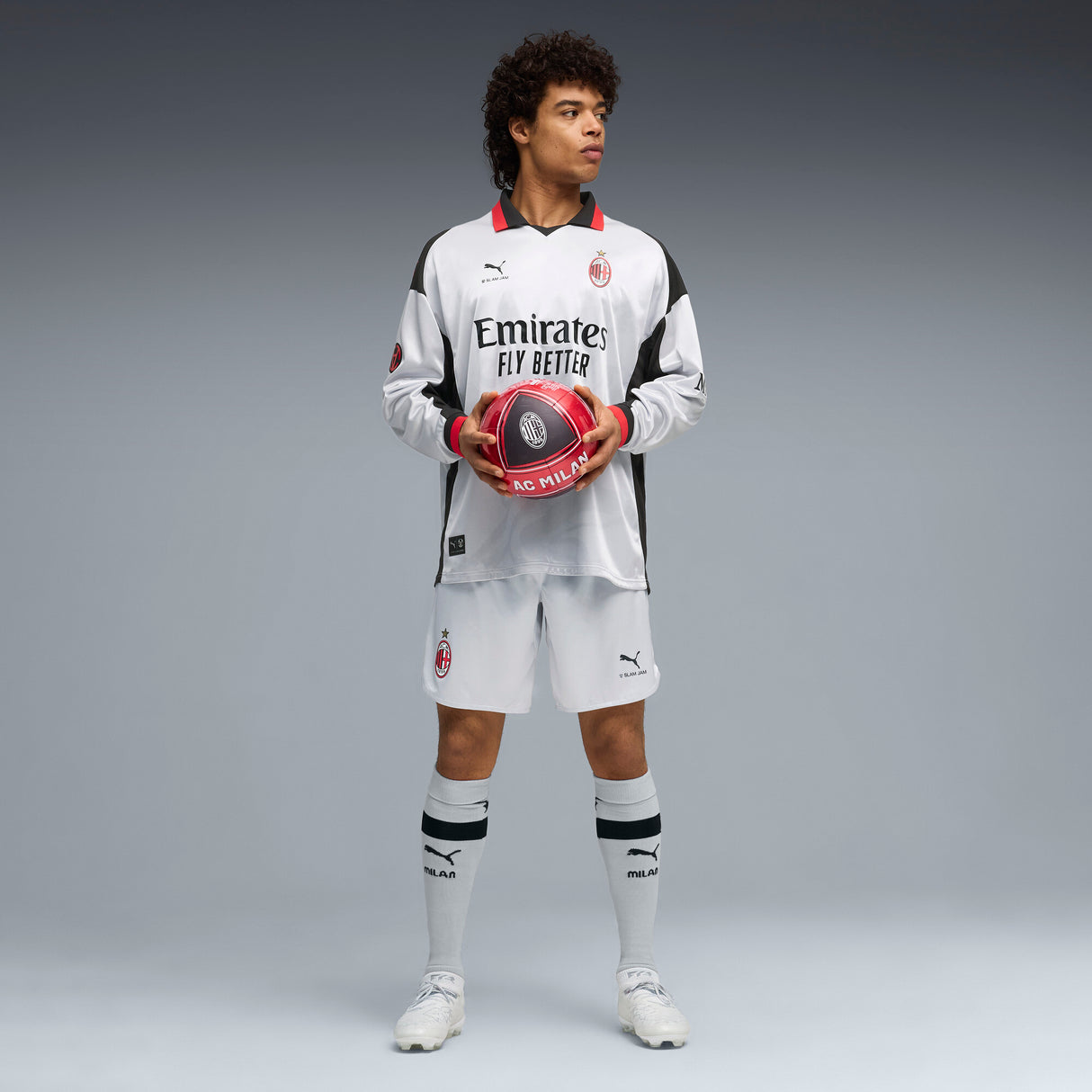 PUMA AC Milan x Slam Jam Limited Edition Long Sleeve Men's Soccer Jersey 26/27 - Silver