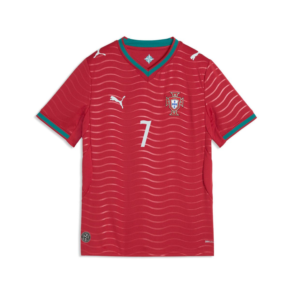 PUMA Portugal Home Cristiano Ronaldo CR7 Youth Soccer Jersey 2026 - Red/Green