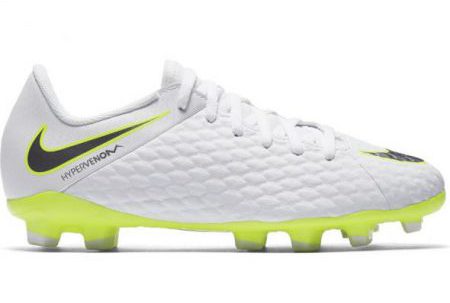 Nike Phantom 3 Academy FG Youth Soccer Cleats - White/Grey