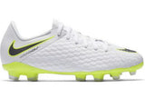 Nike Phantom 3 Academy FG Youth Soccer Cleats - White/Grey