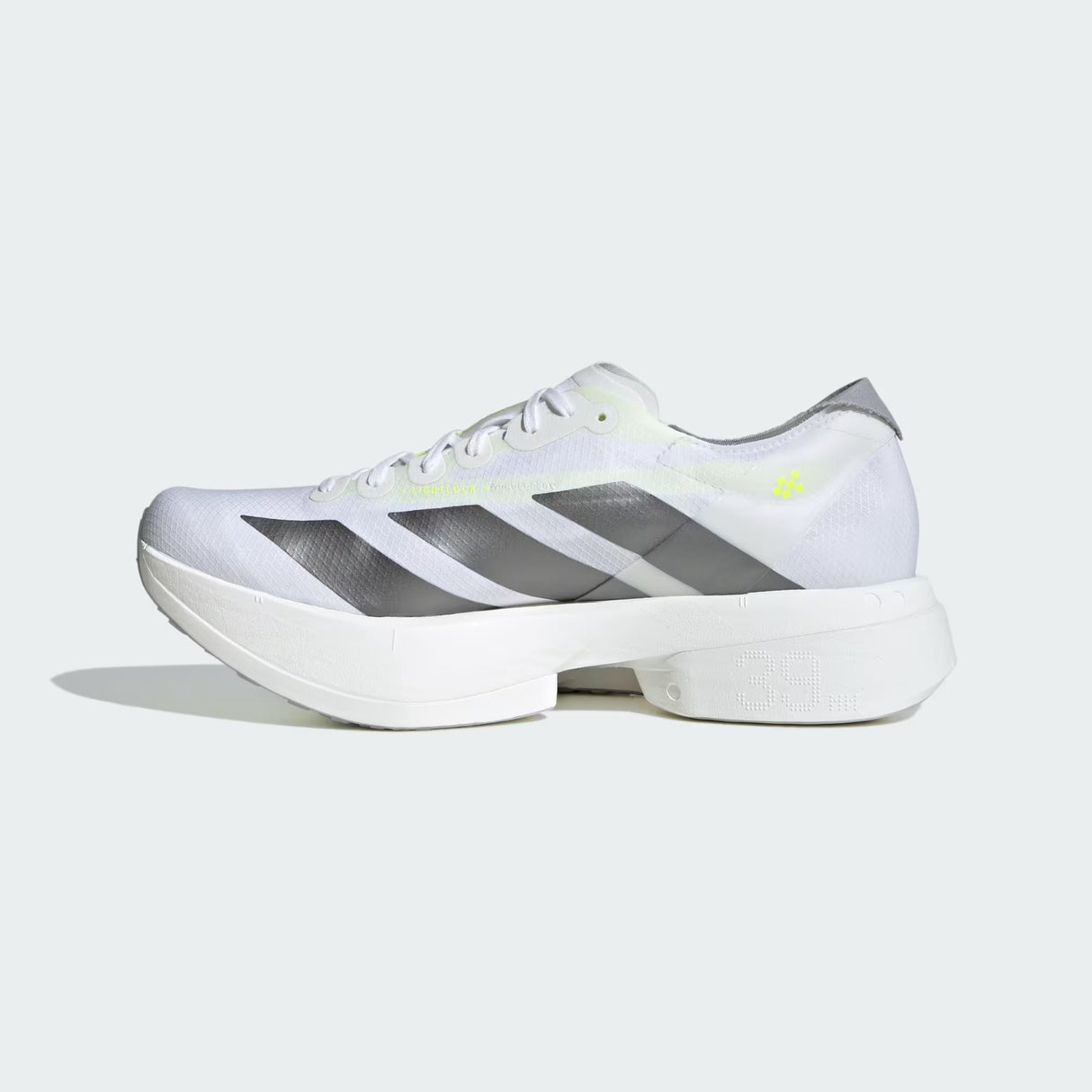 adidas Adizero Adios Pro 4 Shoes - Cloud White / Iron Metallic / Solar Yellow