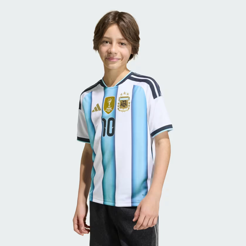 adidas Argentina Home 10 Messi Youth Soccer Jersey 26 - White/Blue