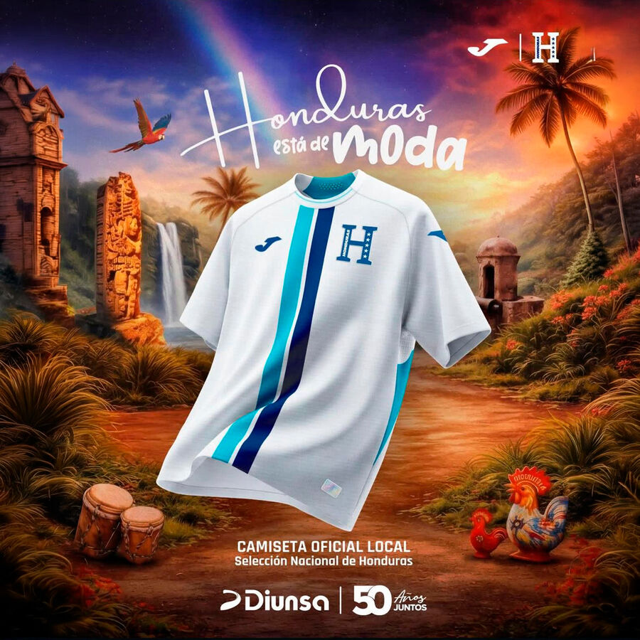 Joma Honduras Home Men's Soccer Jersey 26 - White/Royal