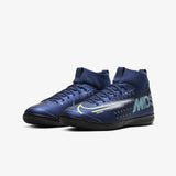 Nike JR Superfly 7 Academy IC Indoor Soccer Shoes - Blue Void/Barely Volt/White