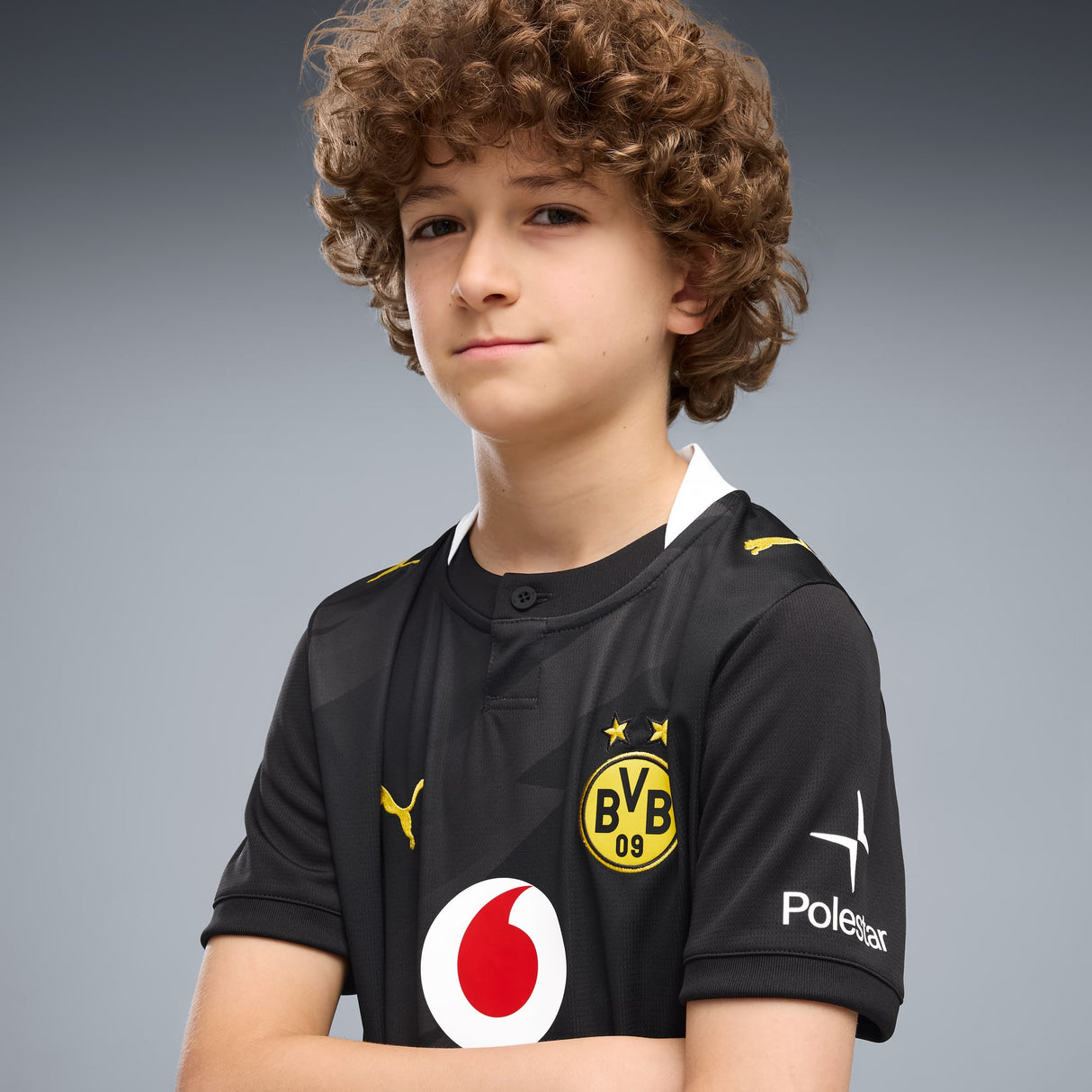 PUMA Borussia Dortmund Away Youth Soccer Jersey 2026 - Black/Dark Gray