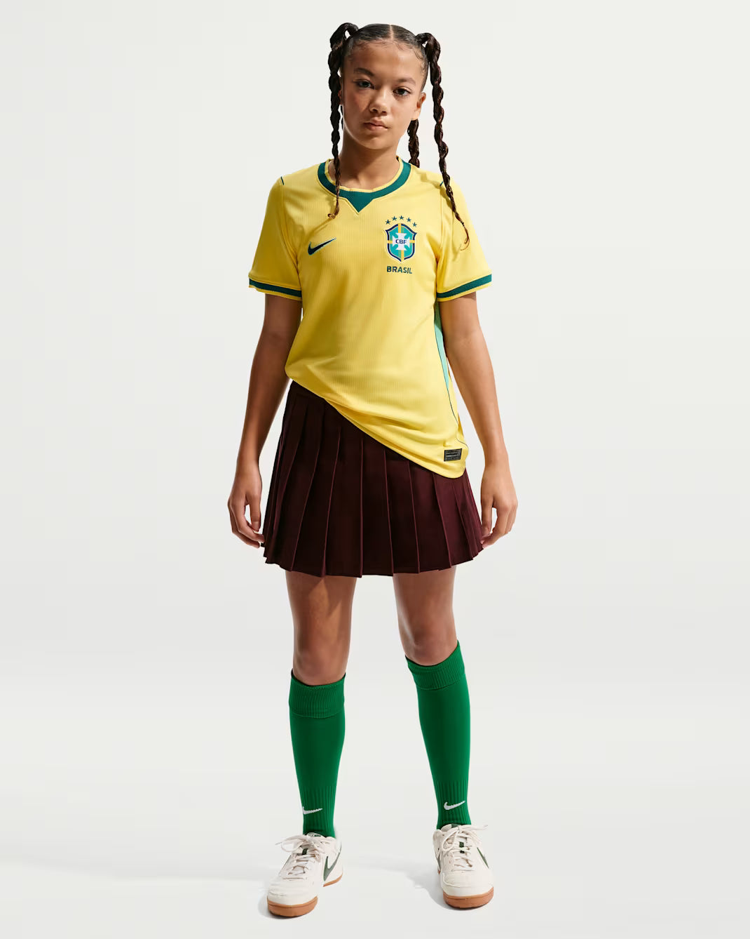 Nike Brazil Home Youth Soccer Jersey 2026 - Canary/Light Menta/Geode Teal