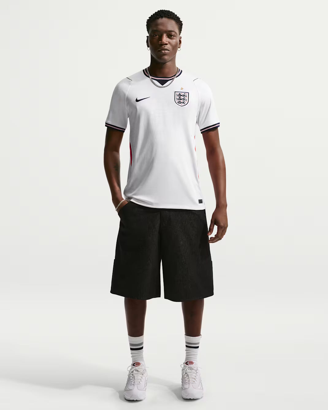 Nike England Home Men's Soccer Jersey 2026 - White/Speed Red/Obsidian/Obsidian