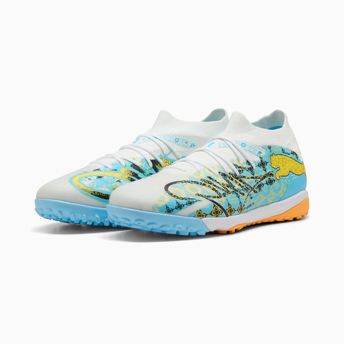 PUMA Future 9 Match Playmaker TT Turf Men's Soccer Cleats - White/Blue
