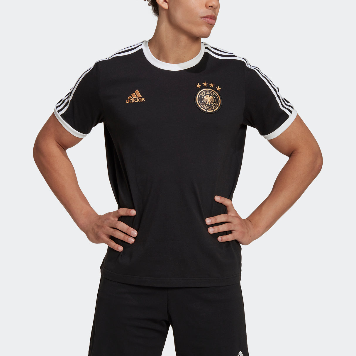 adidas Germany DNA 3-Strpes Men's Soccer T-Shirt - Black/White