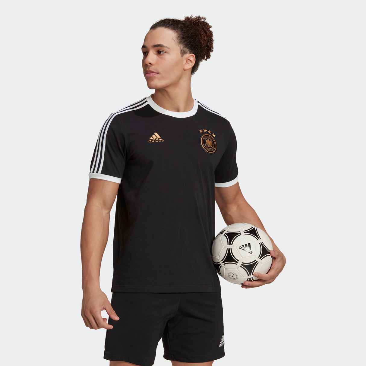 adidas Germany DNA 3-Strpes Men's Soccer T-Shirt - Black/White