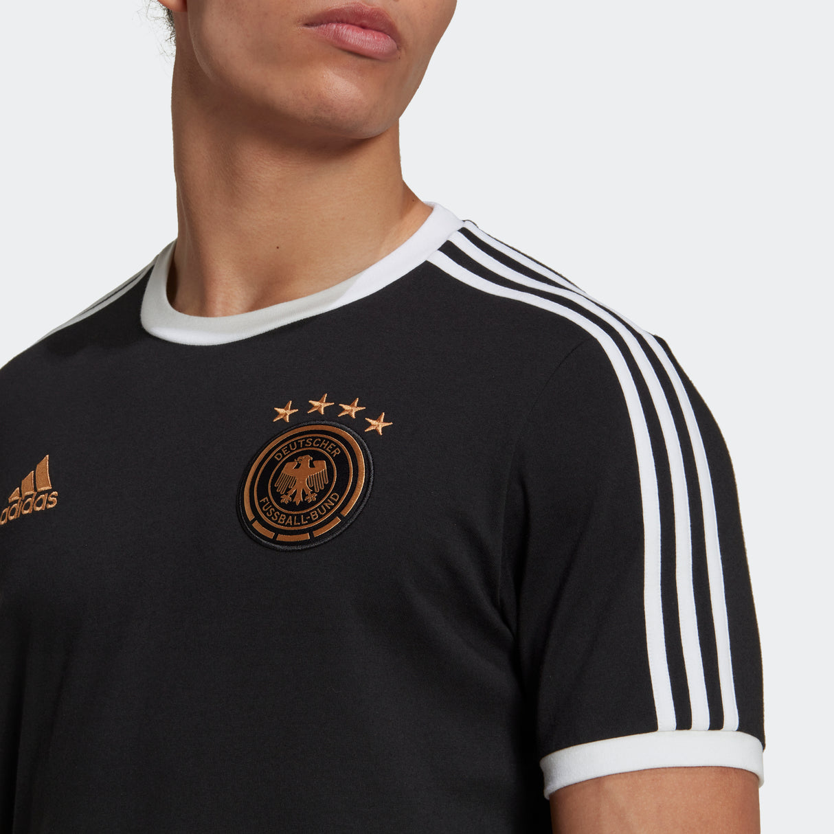 adidas Germany DNA 3-Strpes Men's Soccer T-Shirt - Black/White