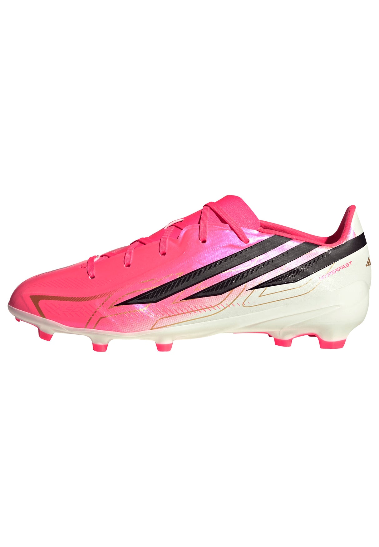 Tacos de fútbol para jóvenes adidas F50 Hyperfast League de terreno firme - Turquesa/Negro/Dorado